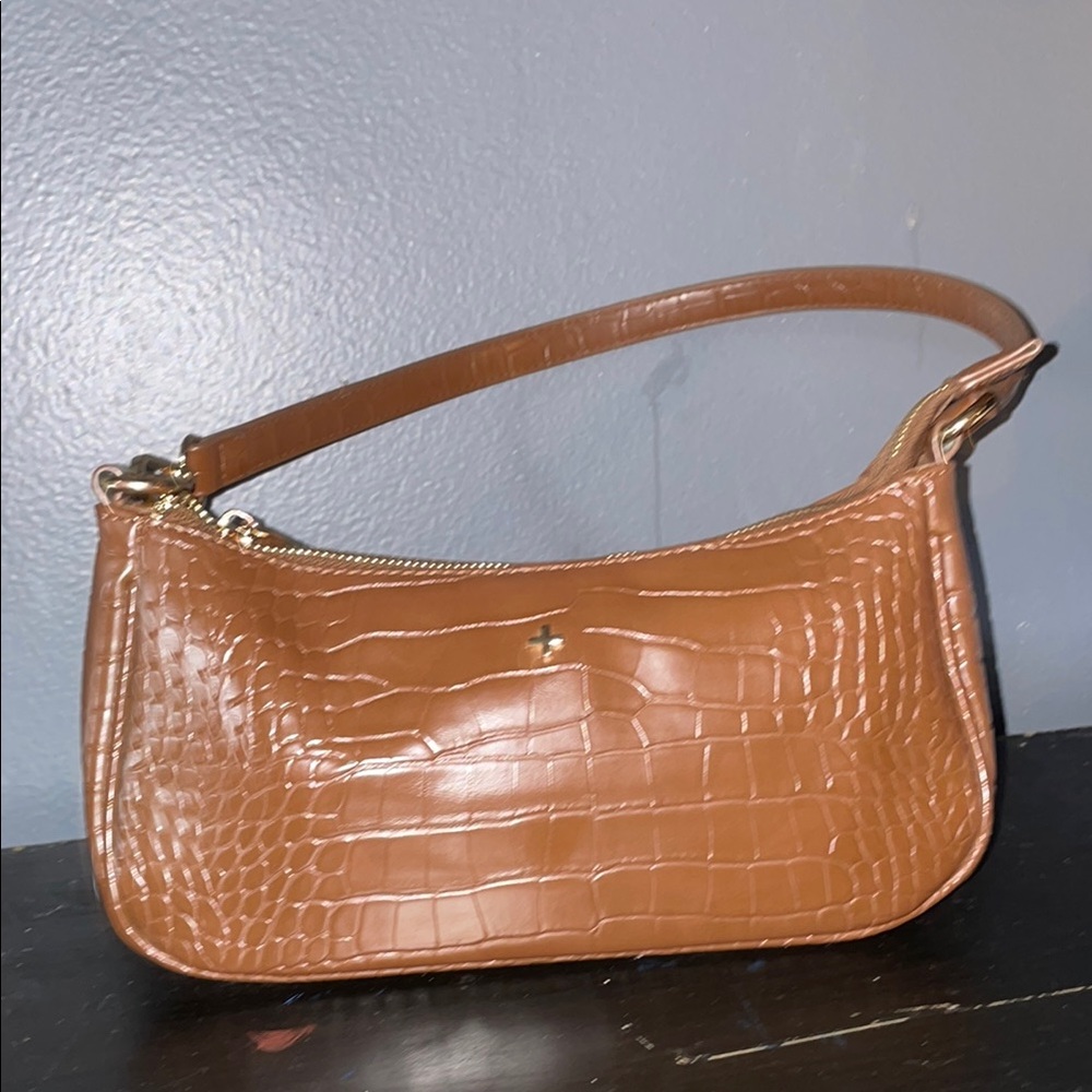 Brown Crocodile-Embossed Women's Bag
